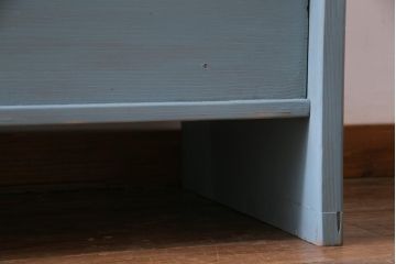 アンティーク家具　フランスアンティーク　パイン材　爽やかなペイントカラーが可愛らしい木製ベンチ(チャーチベンチ)