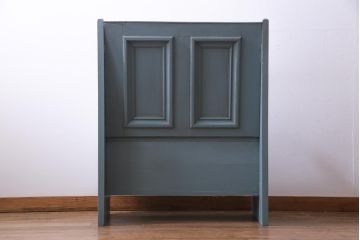 アンティーク家具　フランスアンティーク　パイン材　爽やかなペイントカラーが可愛らしい木製ベンチ(チャーチベンチ)