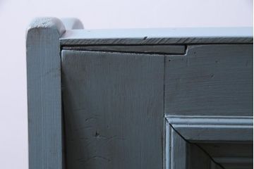 アンティーク家具　フランスアンティーク　パイン材　爽やかなペイントカラーが可愛らしい木製ベンチ(チャーチベンチ)
