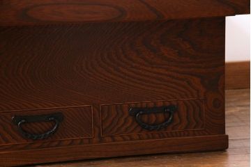 アンティーク雑貨　中古　伝統民芸　岩谷堂箪笥　ダイナミックな欅の杢目を堪能できる角火鉢(木製火鉢)(定価約30万円)