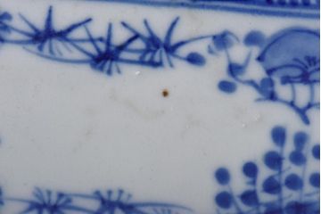 古民具・骨董　染付　蛸唐草紋　はっきりとした藍が美しい角皿2枚セット(長皿)(3)