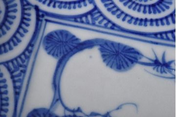 古民具・骨董　染付　蛸唐草紋　はっきりとした藍が美しい角皿2枚セット(長皿)(3)