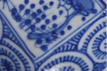 古民具・骨董　染付　蛸唐草紋　はっきりとした藍が美しい角皿2枚セット(長皿)(3)