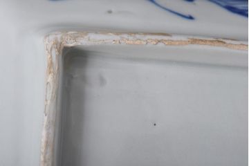 古民具・骨董　染付　蛸唐草紋　はっきりとした藍が美しい角皿2枚セット(長皿)(3)