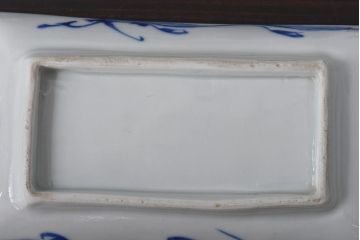 古民具・骨董　染付　蛸唐草紋　はっきりとした藍が美しい角皿2枚セット(長皿)(3)