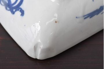 明治期　染付　人気を誇る蛸唐草紋の角皿2枚セット(長皿)(2)