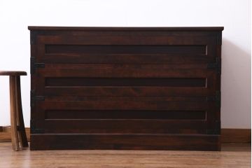 ビンテージ　松本民芸家具風　天板樺材　和洋折衷な空間に取り入れやすいチェスト(リビングボード)