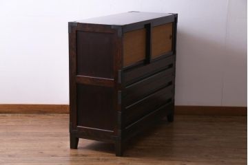 ビンテージ　脚付きリメイク　松本民芸風の和モダンなサイドボード(収納棚、チェスト、ヴィンテージ)