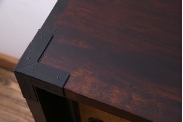 ビンテージ　脚付きリメイク　松本民芸風の和モダンなサイドボード(収納棚、チェスト、ヴィンテージ)