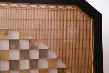 ビンテージ　市松模様と細かな格子が目を引く大型組子つい立て(パーテーション、衝立)(定価約50万円)
