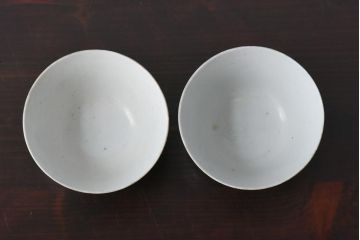 古民具・骨董　龍の図　色絵　独特な絵柄の蓋付き茶碗2客セット(和食器)(1)