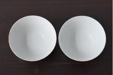 古民具・骨董　龍の図　色絵　独特な絵柄の蓋付き茶碗2客セット(和食器)(2)