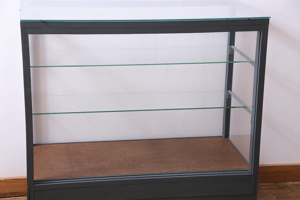 ペイント家具　メンズライクな雰囲気のガラスケース(ショーケース、飾り棚、陳列棚)