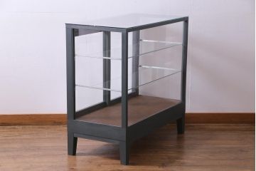 ペイント家具　メンズライクな雰囲気のガラスケース(ショーケース、飾り棚、陳列棚)