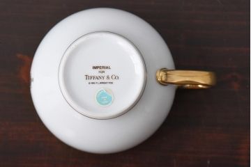 中古　Tiffany&Co.(ティファニー)　IMPERIAL　ゴールドバンドが高級感漂うカップ&ソーサー3客セット(洋食器)