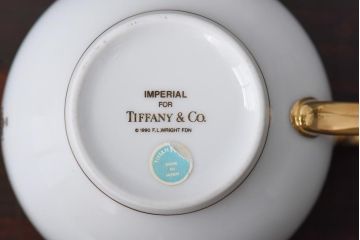 中古　Tiffany&Co.(ティファニー)　IMPERIAL　ゴールドバンドが高級感漂うカップ&ソーサー3客セット(洋食器)