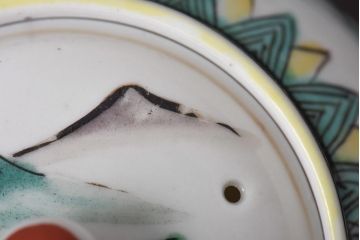 和製アンティーク　明治期　山水画　鮮やかな色彩が美しい九谷焼急須(水注、ポット)