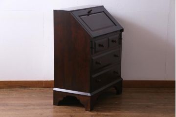 中古　松本民芸家具　#33A型　コンパクトなライティングビューロー(机、在宅ワーク、在宅用デスク)(定価約30万円)