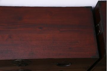 アンティーク家具　明治大正期　前面ヒノキ材　宝尽くし　錠前金具が素敵な二本松箪笥(重ね箪笥、衣装箪笥、収納箪笥、時代箪笥)(R-034900)