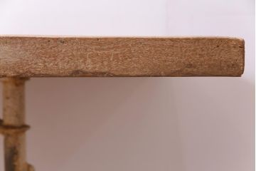 アンティーク家具　フランスアンティーク　天板古材風　シャビーな雰囲気がおしゃれなチーク材製の作業台(テーブル)