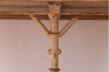 アンティーク家具　フランスアンティーク　天板古材風　シャビーな雰囲気がおしゃれなチーク材製の作業台(テーブル)