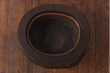 アンティーク雑貨　和製アンティーク　年輪が素朴で味わい深いくり貫き桐火鉢(木製火鉢、手あぶり)(1)