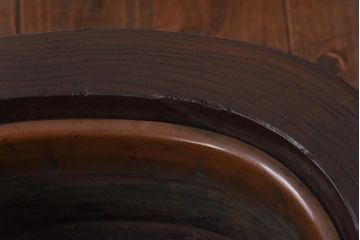 アンティーク雑貨　和製アンティーク　年輪が素朴で味わい深いくり貫き桐火鉢(木製火鉢、手あぶり)(1)