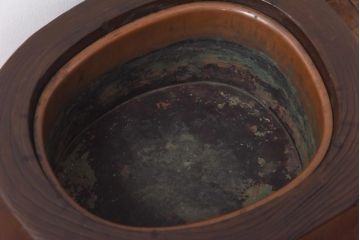 アンティーク雑貨　和製アンティーク　年輪が素朴で味わい深いくり貫き桐火鉢(木製火鉢、手あぶり)(2)