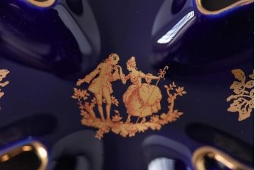 アンティーク雑貨　フランス　リモージュ焼　四葉のクローバー型の小さなトレー(小皿、小物入れ)