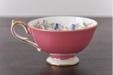 中古　AYNSLEY(エインズレイ)　Pembroke(ペンブロック)　アセンズ　ピンク　カップ&ソーサー2客セット(洋食器)