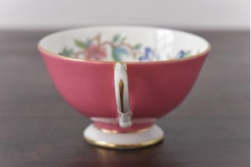 中古　AYNSLEY(エインズレイ)　Pembroke(ペンブロック)　アセンズ　ピンク　カップ&ソーサー2客セット(洋食器)