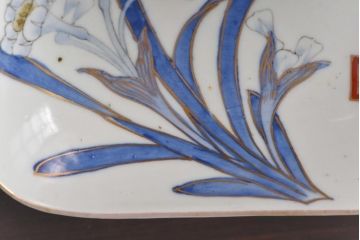 古民具　富永製　水仙図　情緒あふれる角皿5枚セット(小皿、銘々皿、和食器)