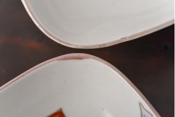 古民具　富永製　水仙図　情緒あふれる角皿5枚セット(小皿、銘々皿、和食器)