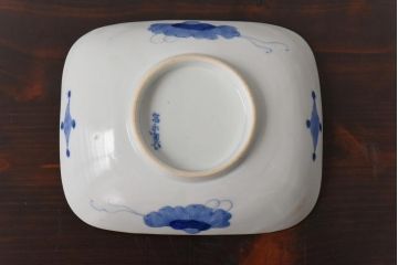 古民具　富永製　水仙図　情緒あふれる角皿5枚セット(小皿、銘々皿、和食器)