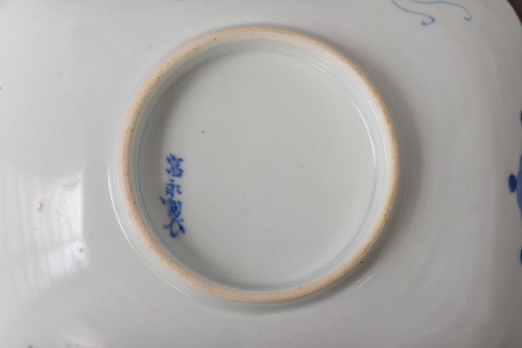 古民具　富永製　水仙図　情緒あふれる角皿5枚セット(小皿、銘々皿、和食器)