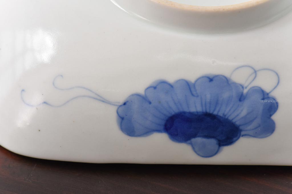 古民具　富永製　水仙図　情緒あふれる角皿5枚セット(小皿、銘々皿、和食器)