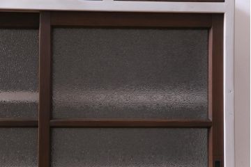 ラフジュ工房オリジナル　ダイヤガラス　古建具リメイク　ノスタルジックな脚付きペイント収納棚(戸棚)