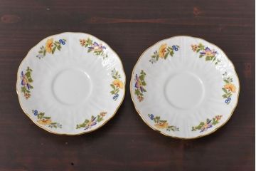 中古　AYNSLEY(エインズレイ)　コテージガーデン　色彩豊かなカップ&ソーサー2客セット