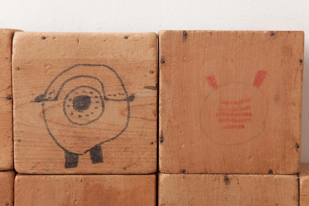 アンティーク雑貨　昭和レトロ　大きな積み木セット【マルチ/15ヶ組】(飾り台、花台、ディスプレイ雑貨)(1)