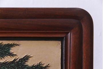 唐木材　九頭馬(馬九行)・竹梅図　表裏異なる意匠が魅力的な衝立(パーテーション、つい立て、間仕切り)(R-034926)