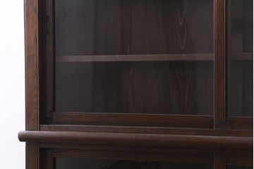 アンティーク家具　和製アンティーク　大正ロマンな雰囲気漂う二段重ね戸棚(キャビネット、収納棚、食器棚、ショーケース)