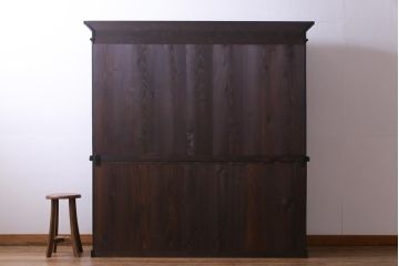 アンティーク家具　和製アンティーク　大正ロマンな雰囲気漂う二段重ね戸棚(キャビネット、収納棚、食器棚、ショーケース)