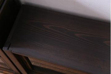 アンティーク家具　和製アンティーク　大正ロマンな雰囲気漂う二段重ね戸棚(キャビネット、収納棚、食器棚、ショーケース)