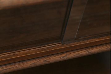 中古　神戸洋家具　永田良介商店　ガラスケースを兼ねたキャスター付きサイドテーブル(ディスプレイケース、サイドキャビネット)