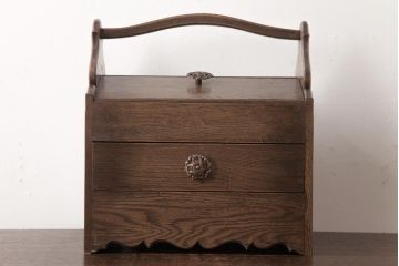 アンティーク雑貨　中古　神戸洋家具　永田良介商店　特注品　クラシカルなデザインが光るソーイングボックス(裁縫箱)(定価約10万円)