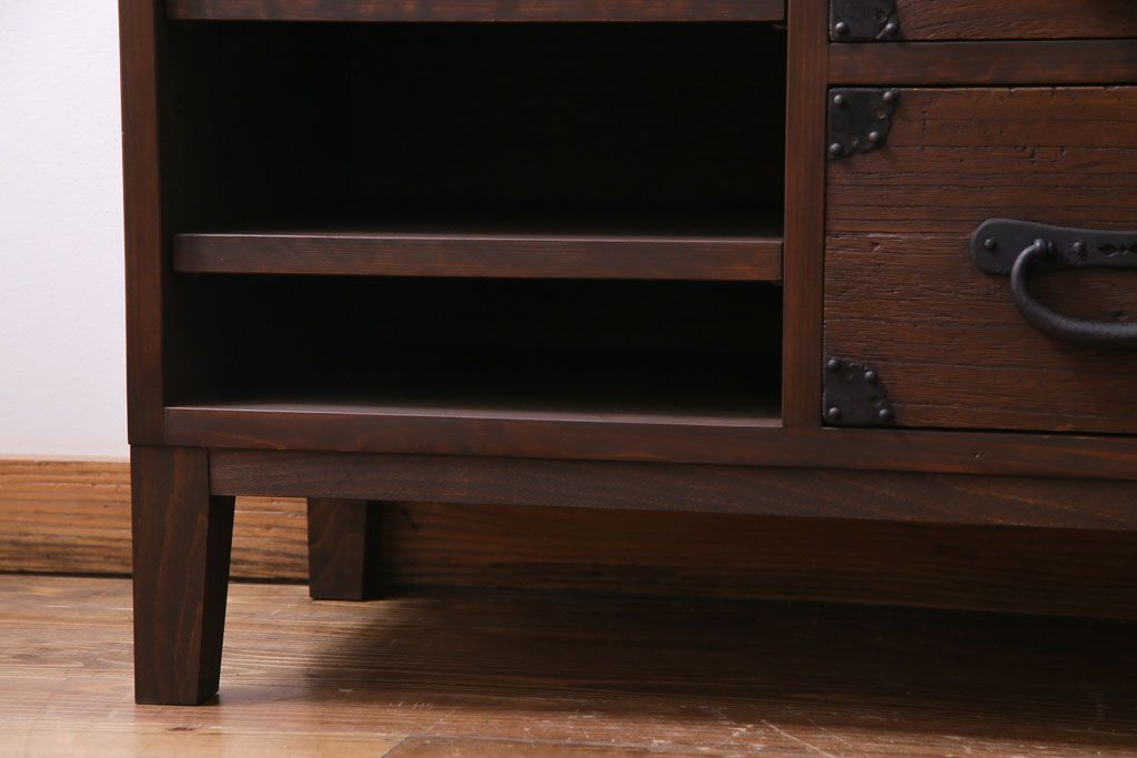 ラフジュ工房オリジナル　引き出しリメイク　和モダンなお部屋づくりにぴったりなリビングボード(ローボード、収納棚)