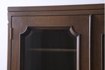 中古　神戸洋家具　永田良介商店　隅モッコ2枚扉　クラシカルな色合いの食器棚(キャビネット、収納棚)(定価約72万円)