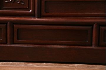 ビンテージ　民芸家具　草花・松に鶴　彫刻が和の雰囲気を漂わせる飾り棚(茶棚、違い棚)