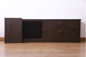 ラフジュ工房オリジナル　前板ケヤキ材　明治大正期の引き出しをリメイクしたローボード(テレビ台、テレビボード、収納棚)