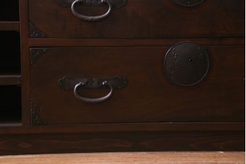ラフジュ工房オリジナル　前板ケヤキ材　明治大正期の引き出しをリメイクしたローボード(テレビ台、テレビボード、収納棚)